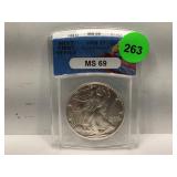 ANACS MS-69 1988 American Silver Eagle First