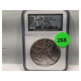 NGC MS-68 1992 American Silver Eagle 20th