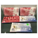 1999, 2000 and 2001 mint sets