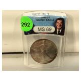 ANACS MS-69 1990 American Silver Eagle - Reagan