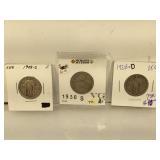 Lot of 3 Silver Standing Liberty Quarters in