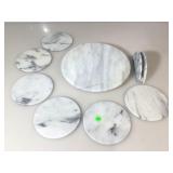 Marble lazy susan cheese plate w/knife rest and