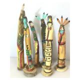 6 Signed hand carved Wooden Figures by various