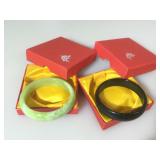 Set of 2 Genuine Jade Bangle Bracelets.