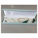 Genuine Jade and Freshwater Pearl with clear