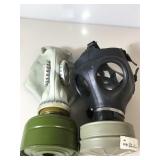 Pair of Military Style gas masks with filters
