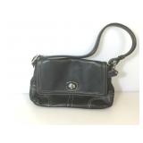 Coach Leather Black Flap Shoulder Bag.