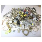 Large lot of assorted costume jewelry and parts