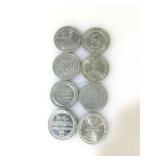 8 Dollar Tokens From Various Las Vegas Casinos.