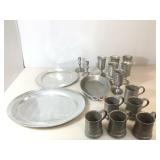 Pewter Water Goblets, Mugs and Platters by York