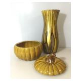 14.5 in reverse drip painted glass vase and