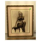 Framed b/w glossy photograph of Marilyn Monroe,
