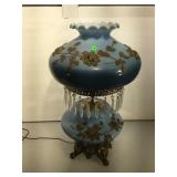Blue electric GWTW lamp, glass with metal