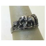 Sterling Silver Elephant Ring - size 9