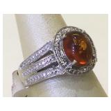 Sterling Silver ring with Faux Amber - size 7.75