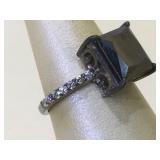 Sterling Silver ring with 6.95 carat Black