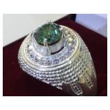 Sterling Silver ring with 2.22 carat Green