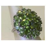 Sterling Silver ring with Peridot Stones - size 8