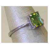 Sterling Silver ring with Peridot stone - size 8