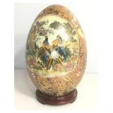 Large Ornate Asian ceramic Egg w/stand, approx