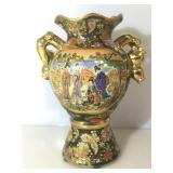 Large ornate Asian ceramic vase, approx 10x14