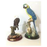 Blue and Yellow Macaw statue w/white eagle,