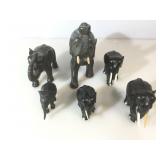 Lot of wooden elephant figures, approx 11x10