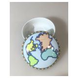 Tiffany & Co. World Map Trinket Box, approx 4x2