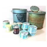 Vintage Minnow Bucket w/Fishing hooks