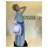 Lladro 5010, Girl with hat off, 9.75 inches H, vg