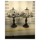 Pr of Contemporary leaded glass lamps, approx 18