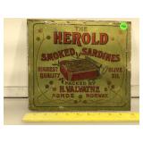 Antique tin litho sign, double sided, Harold