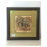 Framed painting signed by artist, approx 14x14