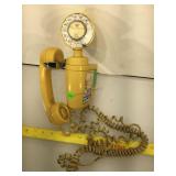 Vintage yellow General Telephone wall phone ,