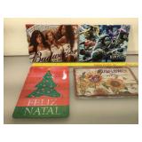 4 tin litho signs , all nos unused