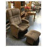 Brown rocking armchair w/stool