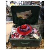 Vintage Kenmore green luggage bag full of doll