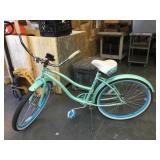 Mint blue Huffy Bicycle both wheels hold hair