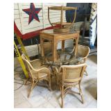 Wooden set incl. Dining table w/glass top and