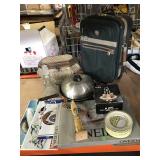 Lot of household items - metal signs, serving