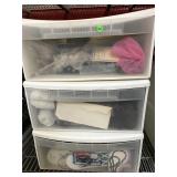 3 containers with assorted crafting supplies -