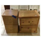Wooden night stand w/file cabinet