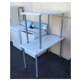 Pair of white rectangular tables, approx 24x47x30