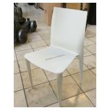 4x Bellini white chairs molded plastic, one