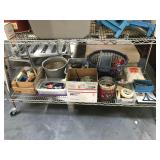 Shelf lot of assorted reloading supplies, gun