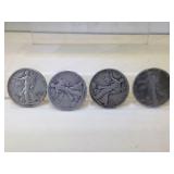 Lot of 4 Silver Walking Liberty Half Dollar coins
