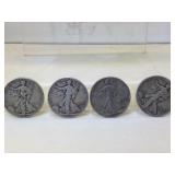 Lot of 4 Silver Walking Liberty Half Dollar coins
