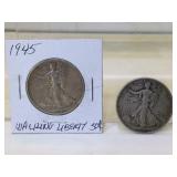 Pair of Silver Walking Liberty Half Dollar coins