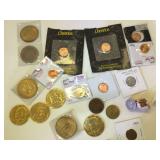 Lot of Gold-Plated Ike Dollars, Lincoln Cents in