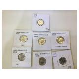 Silver Roosevelt Dimes in flips